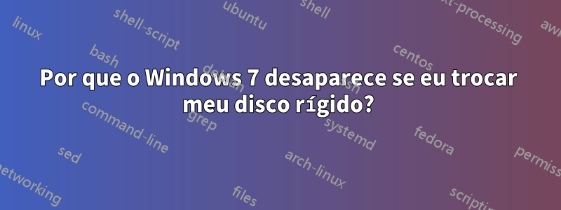 Por que o Windows 7 desaparece se eu trocar meu disco rígido?