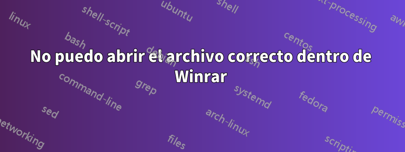 No puedo abrir el archivo correcto dentro de Winrar