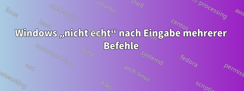 Windows „nicht echt“ nach Eingabe mehrerer Befehle