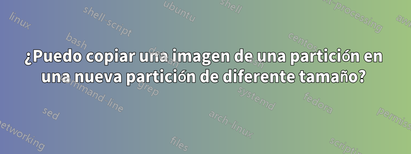 ¿Puedo copiar una imagen de una partición en una nueva partición de diferente tamaño?