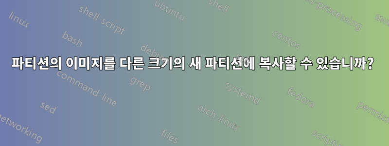 파티션의 이미지를 다른 크기의 새 파티션에 복사할 수 있습니까?