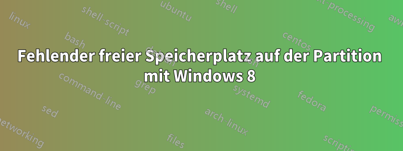 Fehlender freier Speicherplatz auf der Partition mit Windows 8