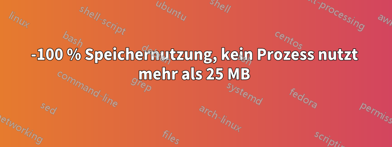 98-100 % Speichernutzung, kein Prozess nutzt mehr als 25 MB