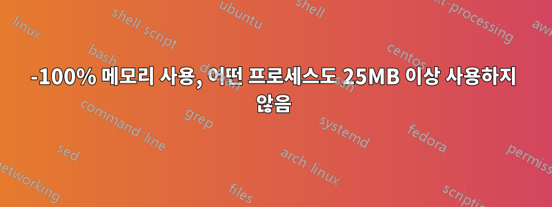 98-100% 메모리 사용, 어떤 프로세스도 25MB 이상 사용하지 않음