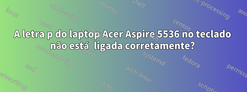 A letra p do laptop Acer Aspire 5536 no teclado não está ligada corretamente?