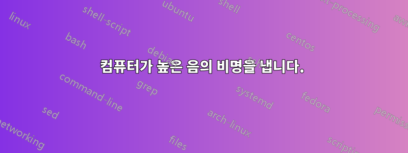 컴퓨터가 높은 음의 비명을 냅니다.