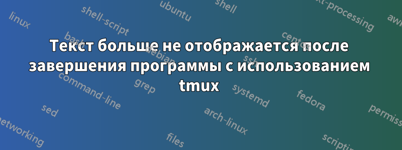 Текст больше не отображается после завершения программы с использованием tmux