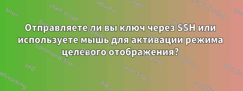 Отправляете ли вы ключ через SSH или используете мышь для активации режима целевого отображения?