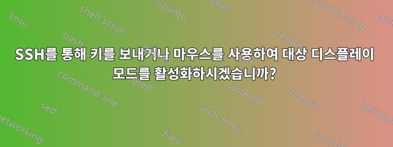 SSH를 통해 키를 보내거나 마우스를 사용하여 대상 디스플레이 모드를 활성화하시겠습니까?