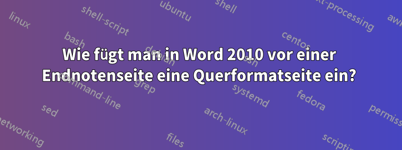 Wie fügt man in Word 2010 vor einer Endnotenseite eine Querformatseite ein?