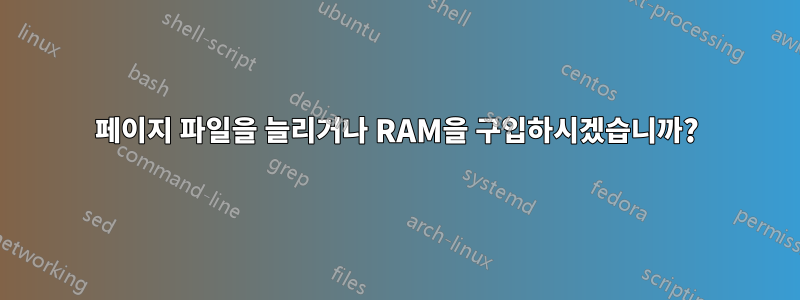 페이지 파일을 늘리거나 RAM을 구입하시겠습니까?