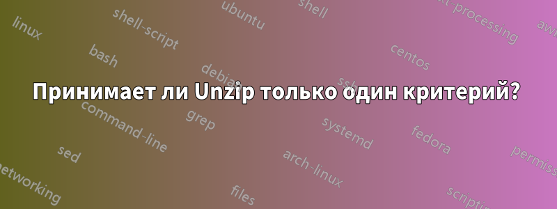 Принимает ли Unzip только один критерий?