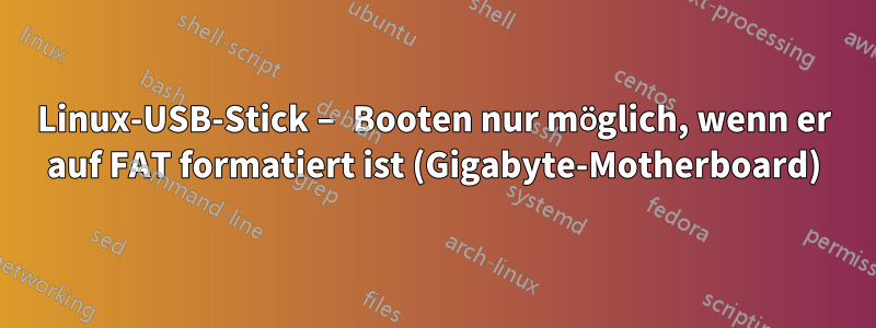 Linux-USB-Stick – Booten nur möglich, wenn er auf FAT formatiert ist (Gigabyte-Motherboard)
