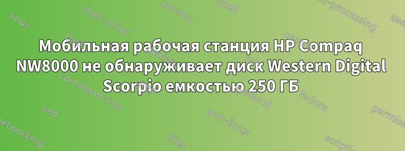 Мобильная рабочая станция HP Compaq NW8000 не обнаруживает диск Western Digital Scorpio емкостью 250 ГБ