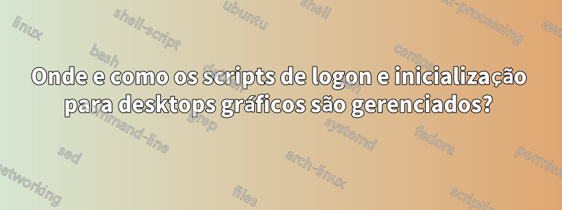 Onde e como os scripts de logon e inicialização para desktops gráficos são gerenciados?