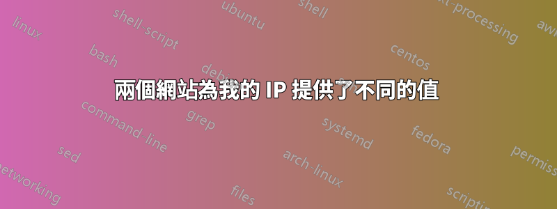 兩個網站為我的 IP 提供了不同的值