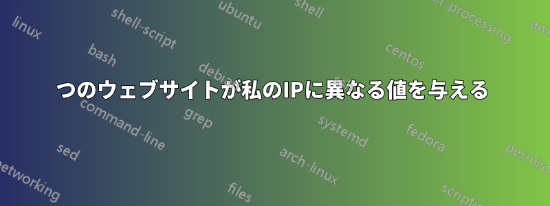 2つのウェブサイトが私のIPに異なる値を与える
