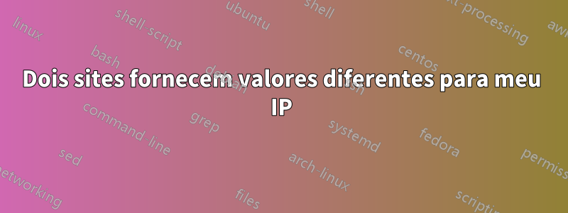 Dois sites fornecem valores diferentes para meu IP