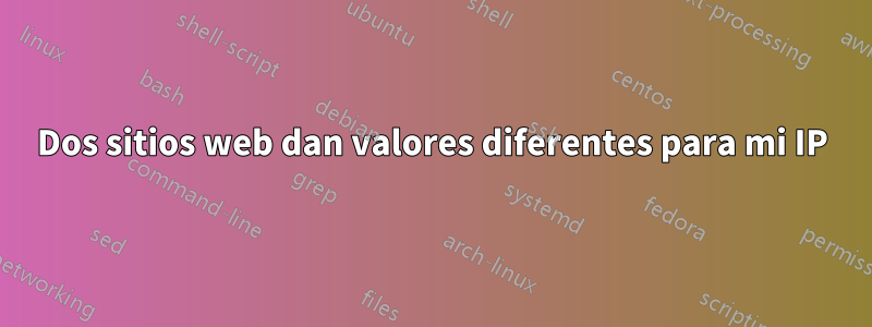Dos sitios web dan valores diferentes para mi IP