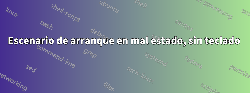 Escenario de arranque en mal estado, sin teclado