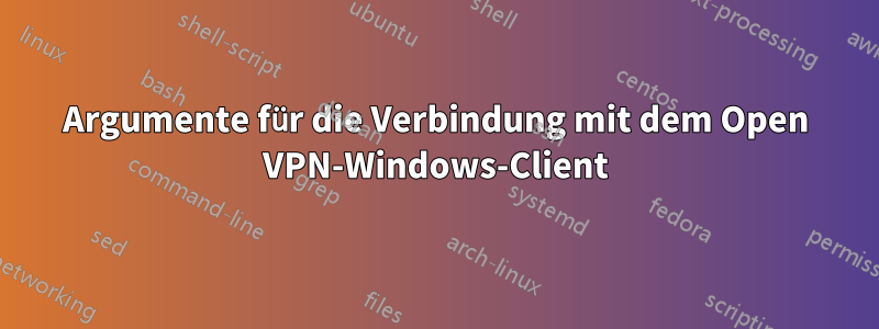 Argumente für die Verbindung mit dem Open VPN-Windows-Client