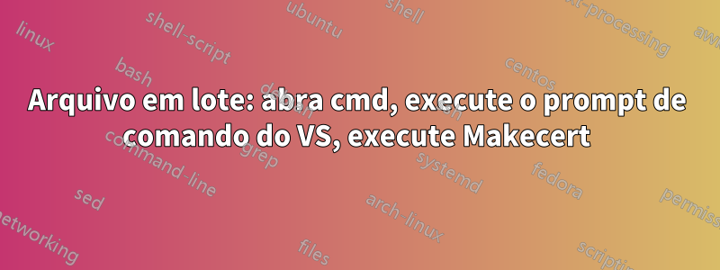 Arquivo em lote: abra cmd, execute o prompt de comando do VS, execute Makecert