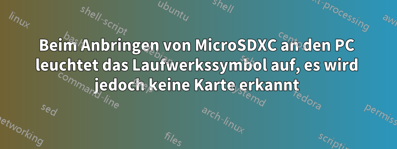 Beim Anbringen von MicroSDXC an den PC leuchtet das Laufwerkssymbol auf, es wird jedoch keine Karte erkannt