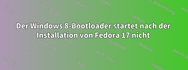 Der Windows 8-Bootloader startet nach der Installation von Fedora 17 nicht