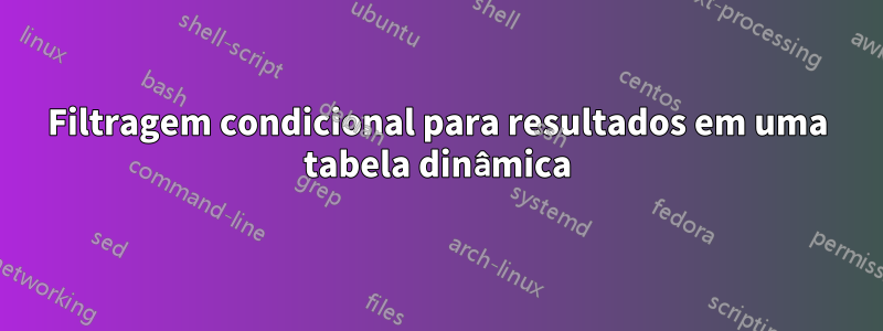 Filtragem condicional para resultados em uma tabela dinâmica