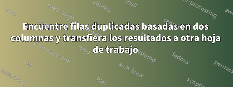 Encuentre filas duplicadas basadas en dos columnas y transfiera los resultados a otra hoja de trabajo