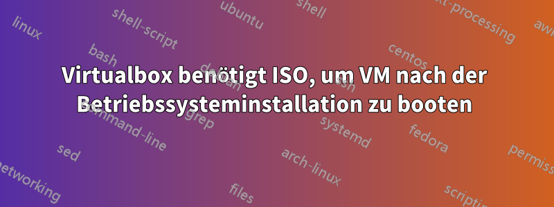 Virtualbox benötigt ISO, um VM nach der Betriebssysteminstallation zu booten