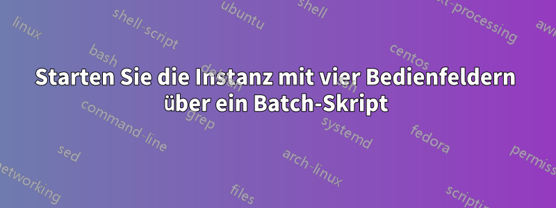 Starten Sie die Instanz mit vier Bedienfeldern über ein Batch-Skript