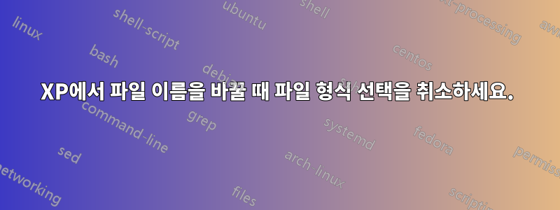 XP에서 파일 이름을 바꿀 때 파일 형식 선택을 취소하세요.