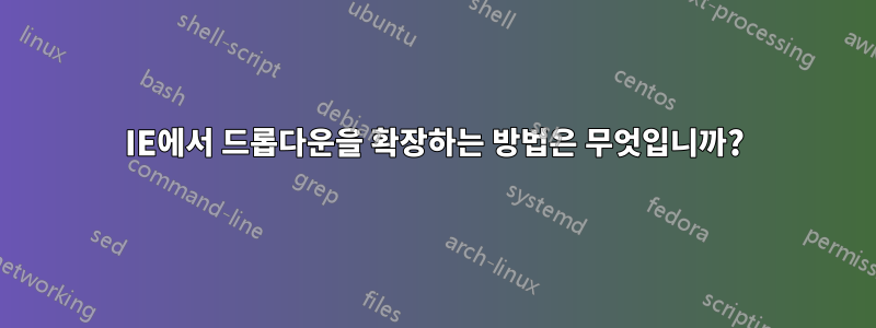 IE에서 드롭다운을 확장하는 방법은 무엇입니까?