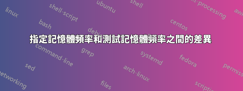 指定記憶體頻率和測試記憶體頻率之間的差異