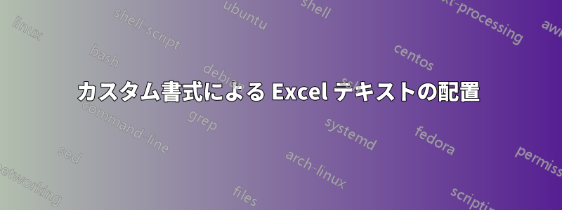 カスタム書式による Excel テキストの配置