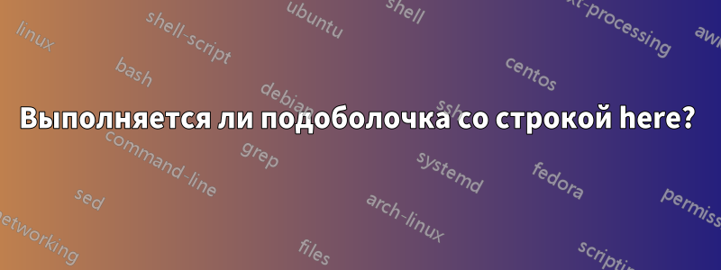 Выполняется ли подоболочка со строкой here?