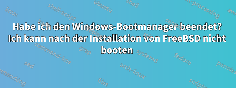 Habe ich den Windows-Bootmanager beendet? Ich kann nach der Installation von FreeBSD nicht booten