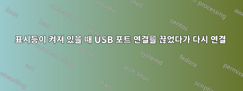 표시등이 켜져 있을 때 USB 포트 연결을 끊었다가 다시 연결