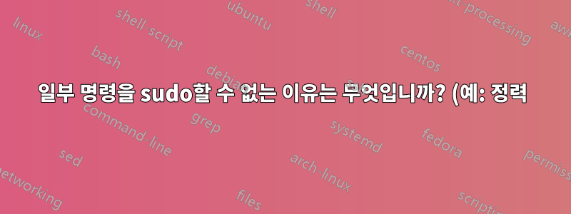 일부 명령을 sudo할 수 없는 이유는 무엇입니까? (예: 정력)