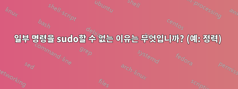 일부 명령을 sudo할 수 없는 이유는 무엇입니까? (예: 정력)