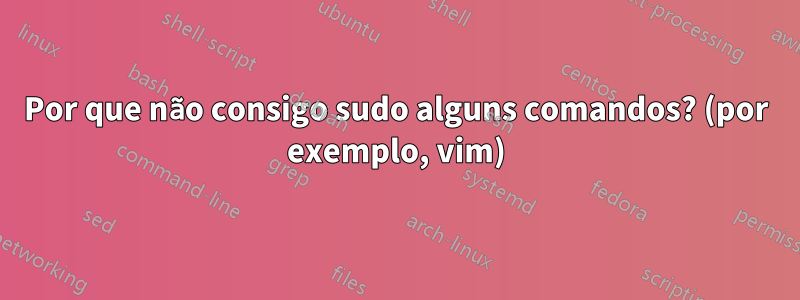 Por que não consigo sudo alguns comandos? (por exemplo, vim)