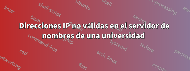 Direcciones IP no válidas en el servidor de nombres de una universidad 