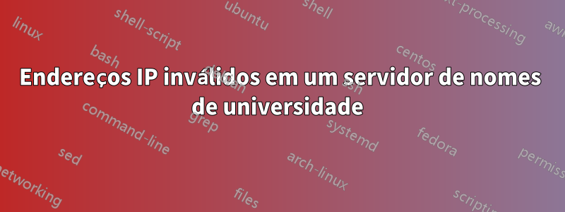 Endereços IP inválidos em um servidor de nomes de universidade 