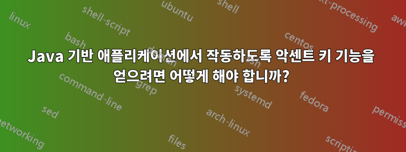 Java 기반 애플리케이션에서 작동하도록 악센트 키 기능을 얻으려면 어떻게 해야 합니까?