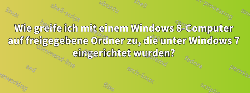 Wie greife ich mit einem Windows 8-Computer auf freigegebene Ordner zu, die unter Windows 7 eingerichtet wurden?