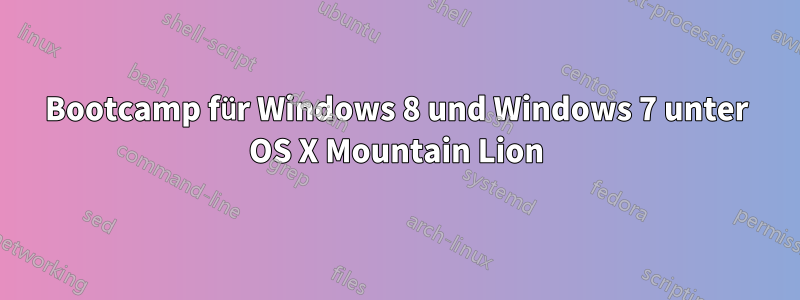 Bootcamp für Windows 8 und Windows 7 unter OS X Mountain Lion