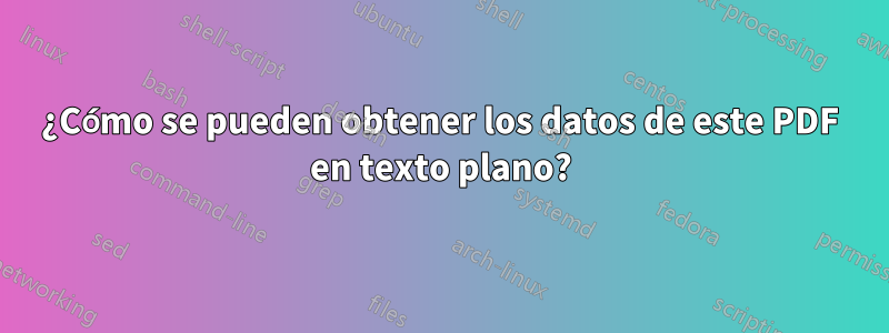 ¿Cómo se pueden obtener los datos de este PDF en texto plano?