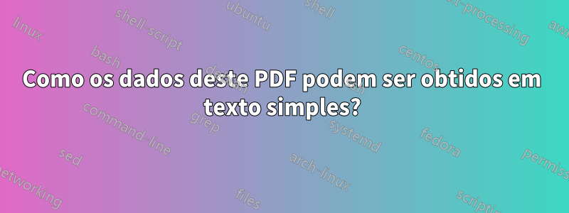 Como os dados deste PDF podem ser obtidos em texto simples?