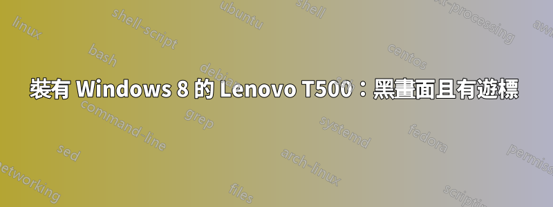 裝有 Windows 8 的 Lenovo T500：黑畫面且有遊標